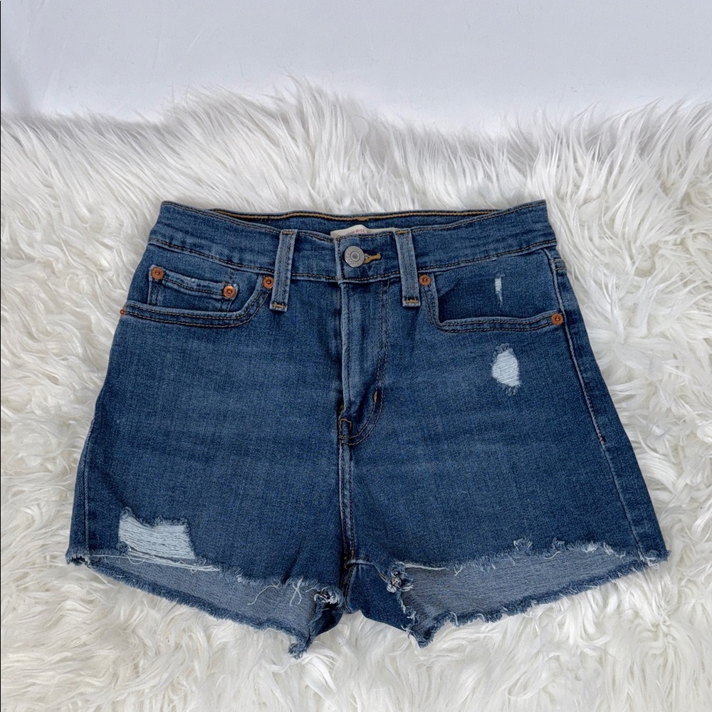 Levi's Blue Distressed Jean Shorts